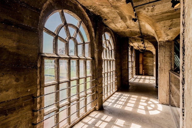 Windows inside the Mercer Museum